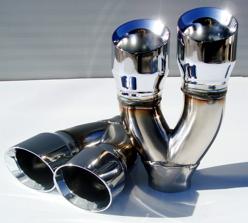 Ornament esapament inox tips dublu 2x76mm, L250mm - P368-L 1 P368 L tips inox P368-L