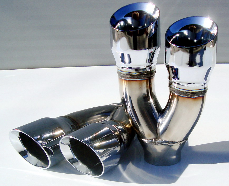 Ornament esapament inox tips dublu 2x76mm, L250mm P368-R 1 P368 R Ornament esapament inox tips dublu 2x76mm, L250mm P368-R